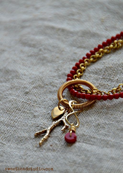 Nina Designs_Red + Gold necklace detail - by Cindy Wimmer