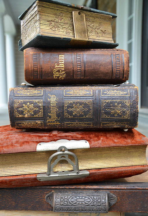 Victorian leather and velvet albums