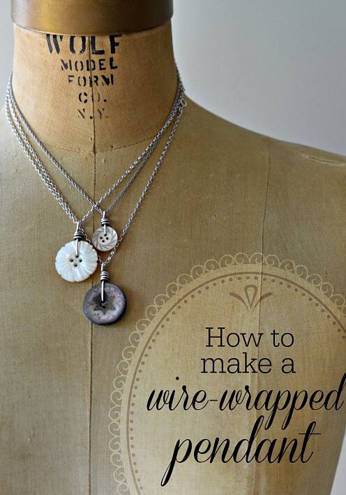 Wire wrapped button pendant tutorial